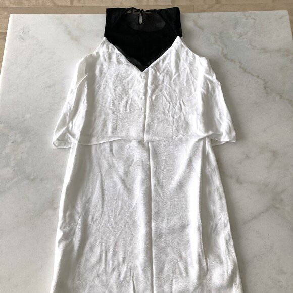 Sandro Paris White dress with black neckline sleeveless dress (size 1) silk yoke - Picture 6 of 8